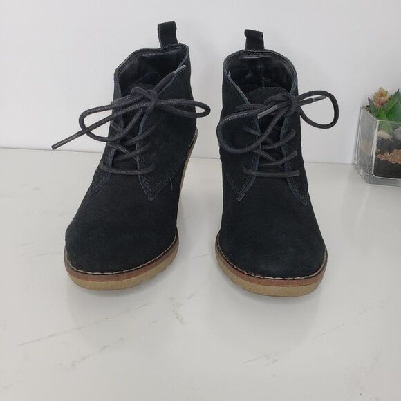 Sonoma Black Suede Leather Wedge Booties Size 6 - Picture 4 of 15